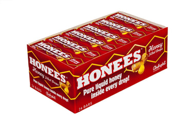 Honees Honey Filled Cough Drops - 1.6Oz Bar, Pack Of 24 Menthol-Free Lozenges | Temporary Relief From Cough | Soothes Sore Throa