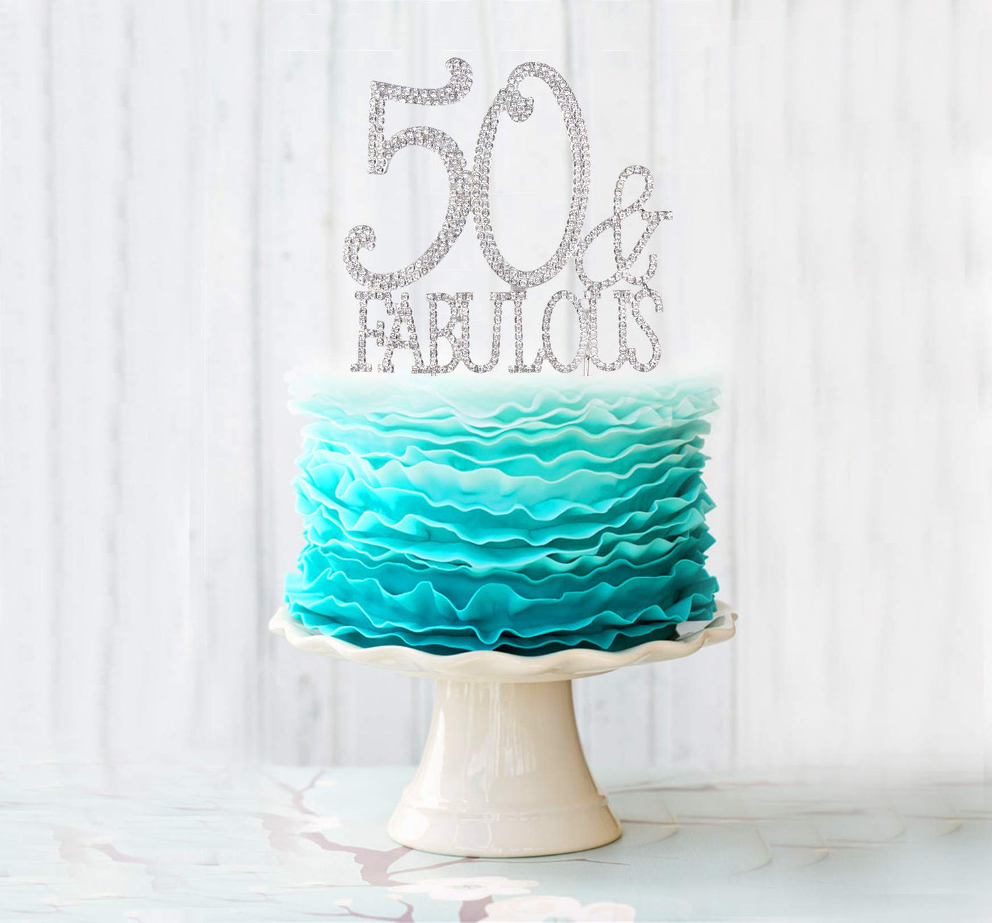 Hatcher lee 50th Birthday Cake Topper - Bling Crystal Silver Keepspirit-inspired flavor, Model HCL-022