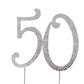 Honbay 50th Birthday Cake Topper, Sparkly Silver Alloy with Rhinestones, 4.7x4.4 inches, Model 67923290