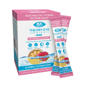 The Dry Eye Drink L Ultimate Hydration For Dry Eyes L Sugar-Free Electrolyte Powder Packets L Blended With Vitamins  Green Tea  Turmeric  Taurine  And Dha L 5G X 20 Packets (Strawberry Lemon)