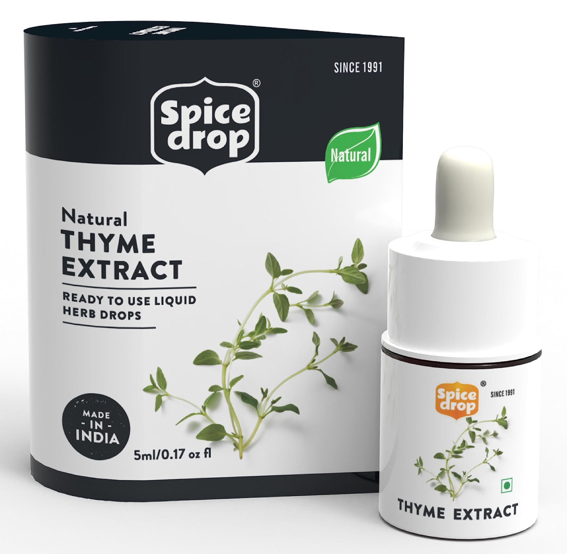 Spice Drop Thyme Extract | 100% Natural | For Soups, Pasta, Spaghetti, Gourmet Dishes | 0.17Oz (180 Drops) | Natural Herb Extract | Authentic Flavor | Vegan | Keto & Paleo Friendly | Non-Gmo | Squeeze, Drop And Stir