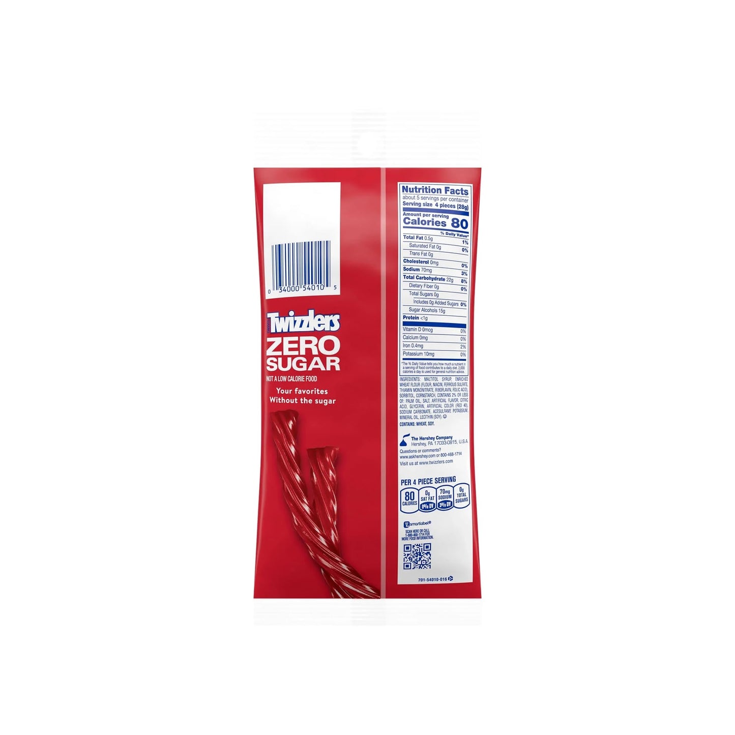 Twizzlers Zero Sugar Strawberry Candy - Pack of 2 - Classic   for Snacking