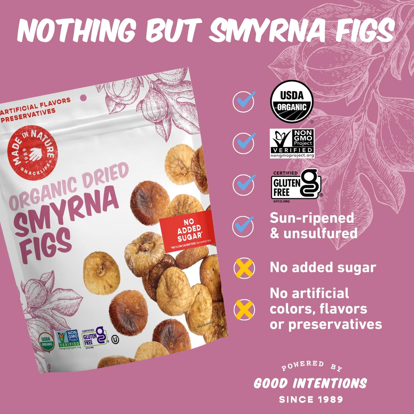 Made In Nature Organic Dried Turkish Smyrna Figs, 40 Ounce (Pack of 1) - Vegan Snack, Non-GMO, Unsulfured, Gluten Free, Kosher