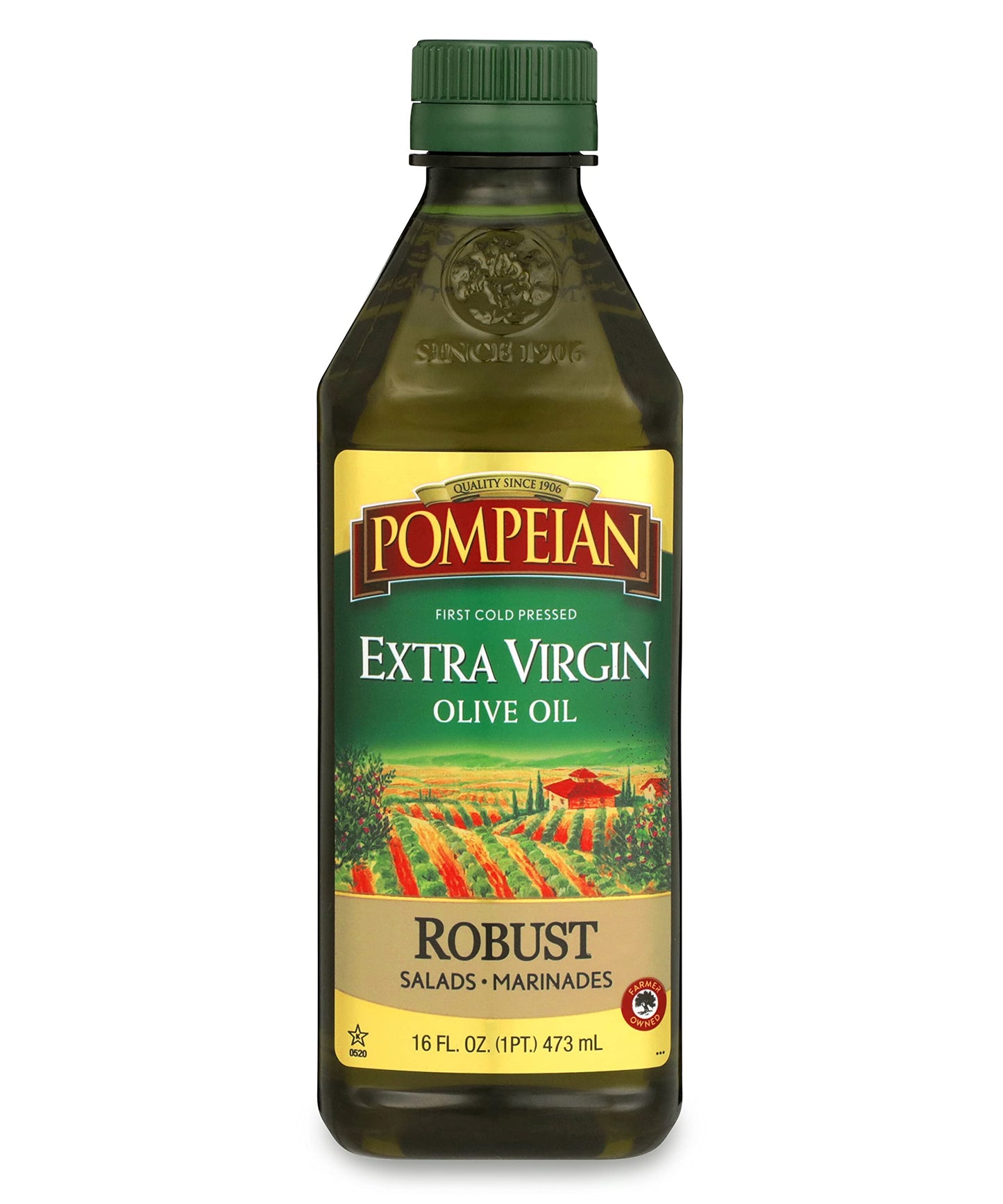 Pompeian Robust Extra Virgin Olive Oil, Contains Polyphenols, First Cold Pressed, Full-Bodied Flavor, Perfect For Salad Dressing