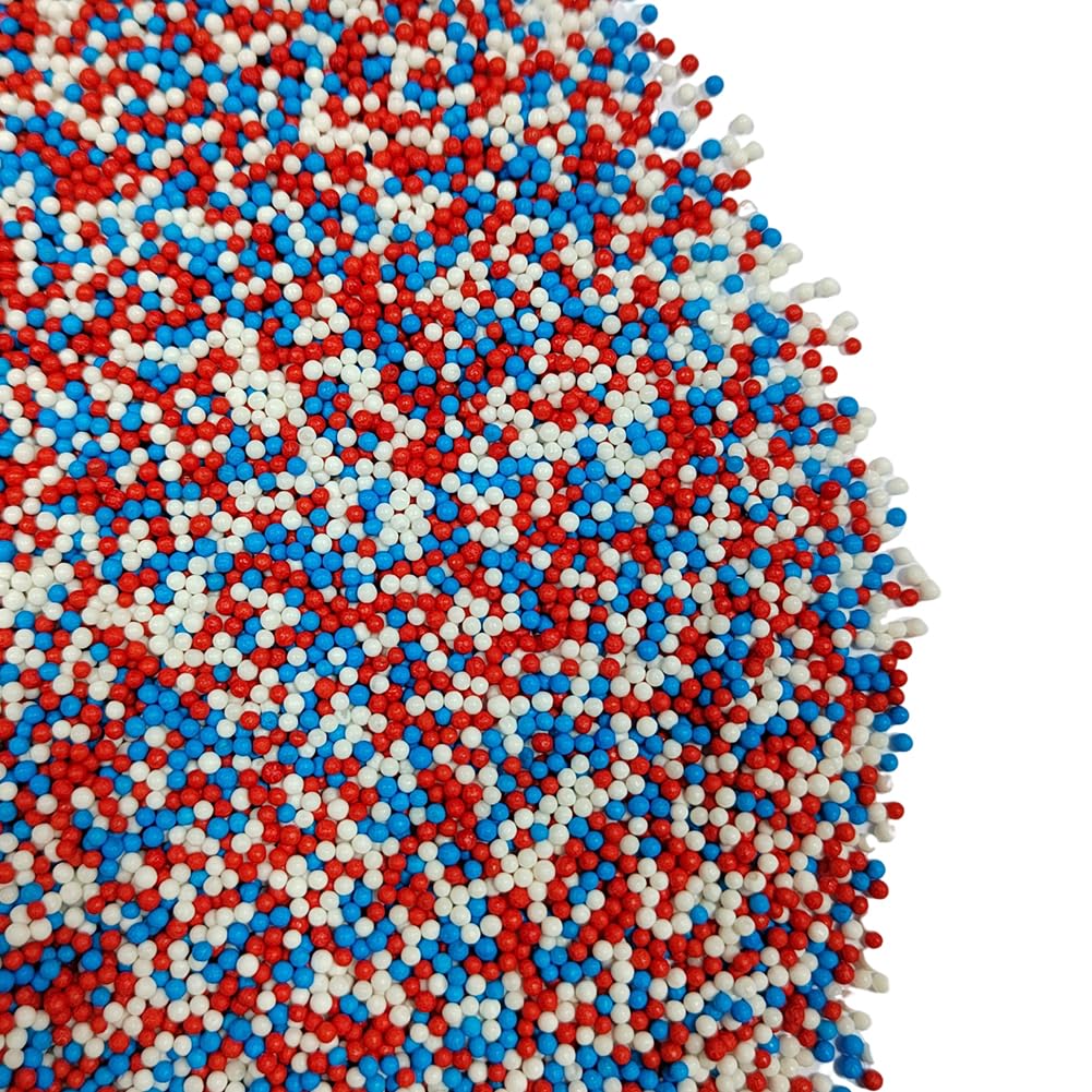 Homankit Patriotic Sprinkles Red White And Blue Nonpareils Sprinkles Edible Cookie Decorations Mini Pearls For Decorating Cake,