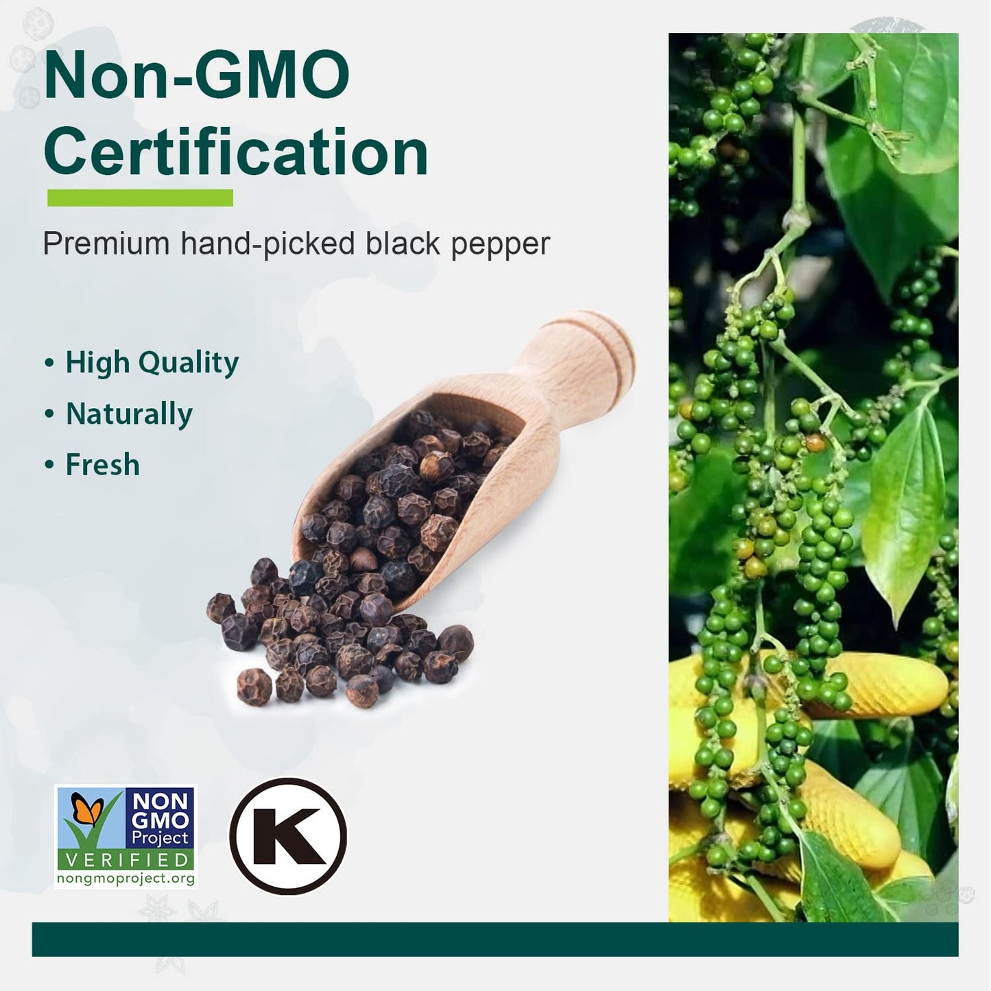 Soeos Table Ground Black Pepper, 18 oz (510g) Non-GMO, Freshly Peppercorn Powder Bulk, Packed to Keep Peppers Fresh, Ready to Us