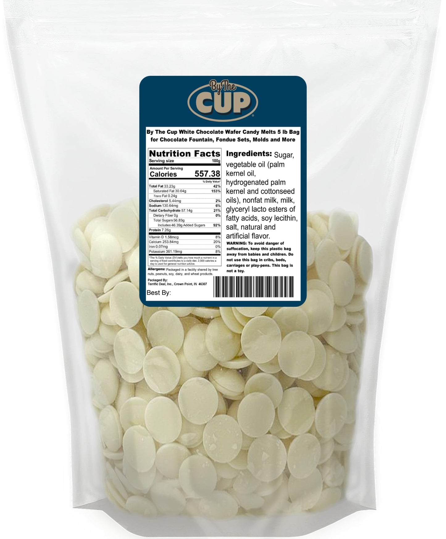 By The Cup White Chocolate Melting Wafers, 5 Lb Bulk Bag For Chocolate Fountain, Fondue Sets, Molds And More