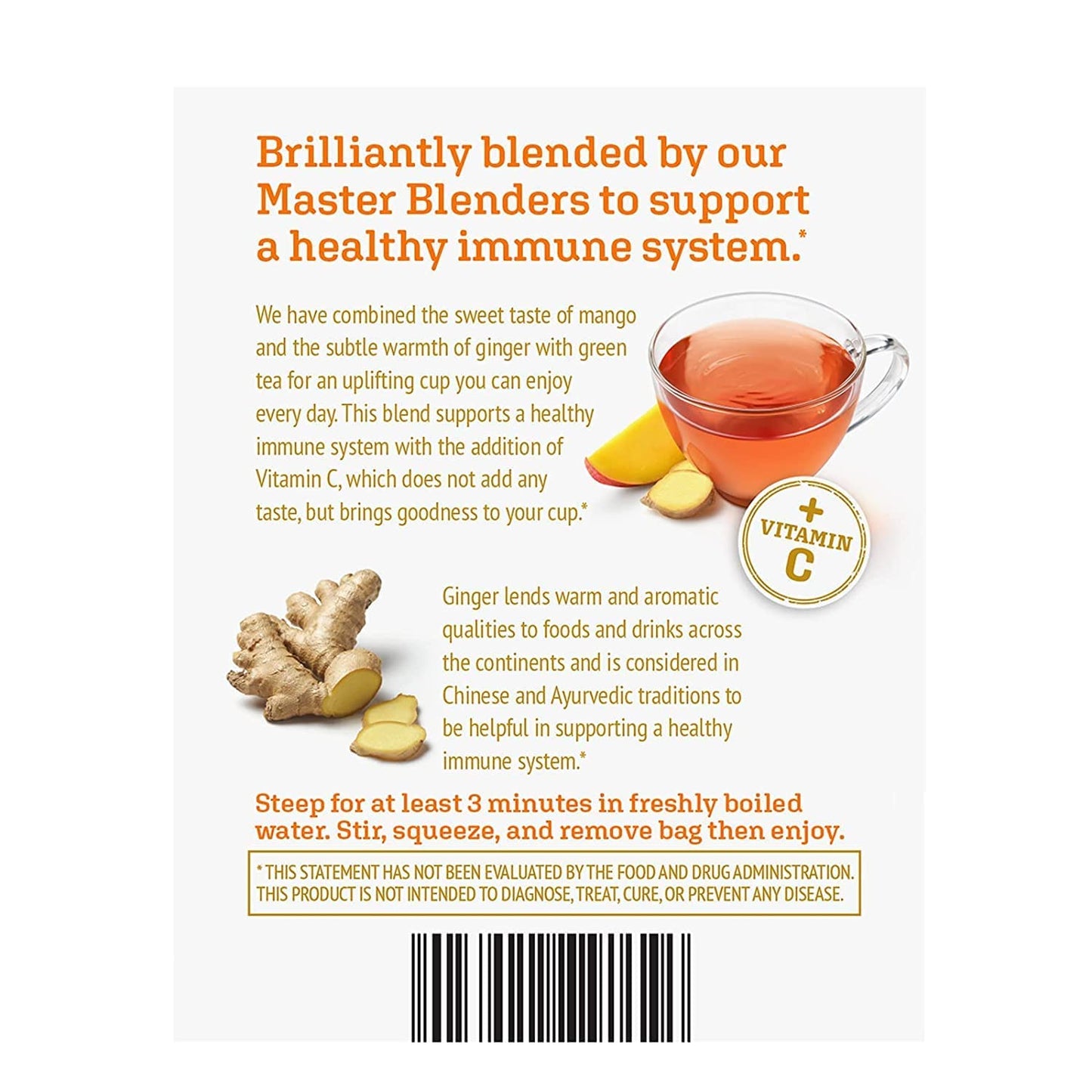 Twinings Superblends Immune Support+ Herbal Tea With Vitamin C, Ginger & Mango Flavoured Green Tea, 16 Tea Bags (Pack Of 1), Enj