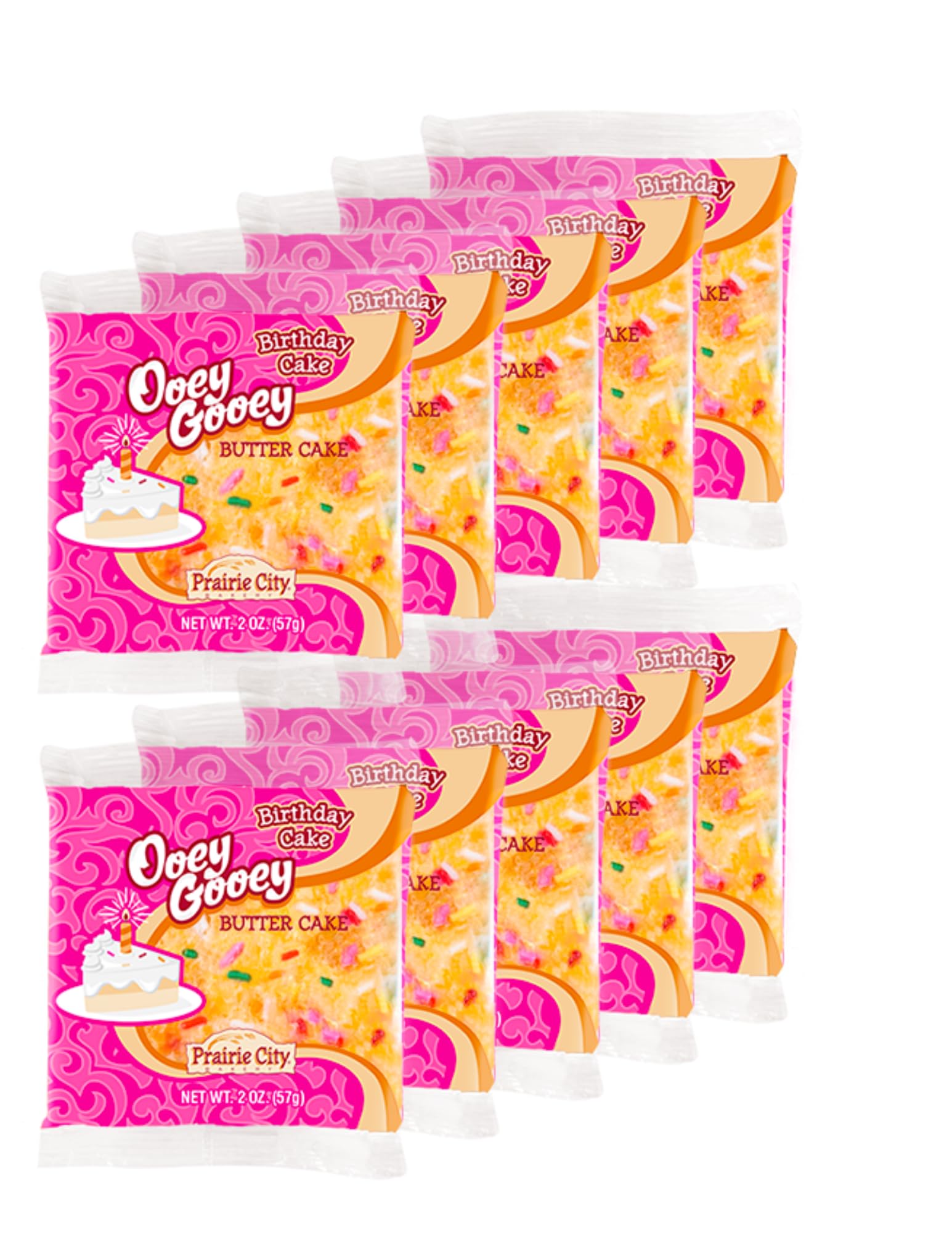 Prairie City Bakery Ooey Gooey Butter Cake Snack Cakes, Individually Wrapped, 2 Ounce, Pack of 10, Perfect for Snacking