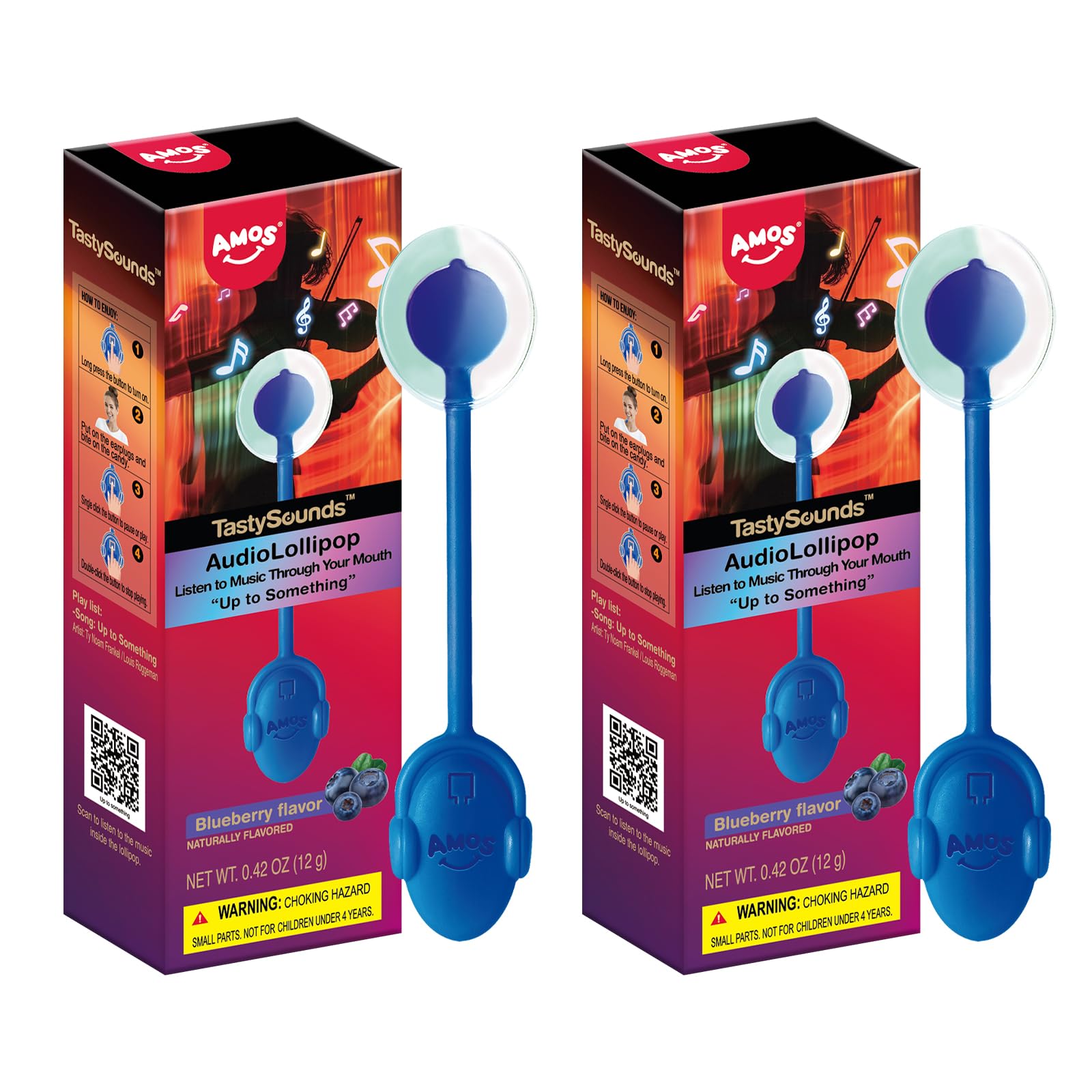 AMOS Audio Music Lollipop Sugar Free, Fancy Unique Singing Lollipop Individually Wrapped,Gourmet Party Favors Candy for Gifting,