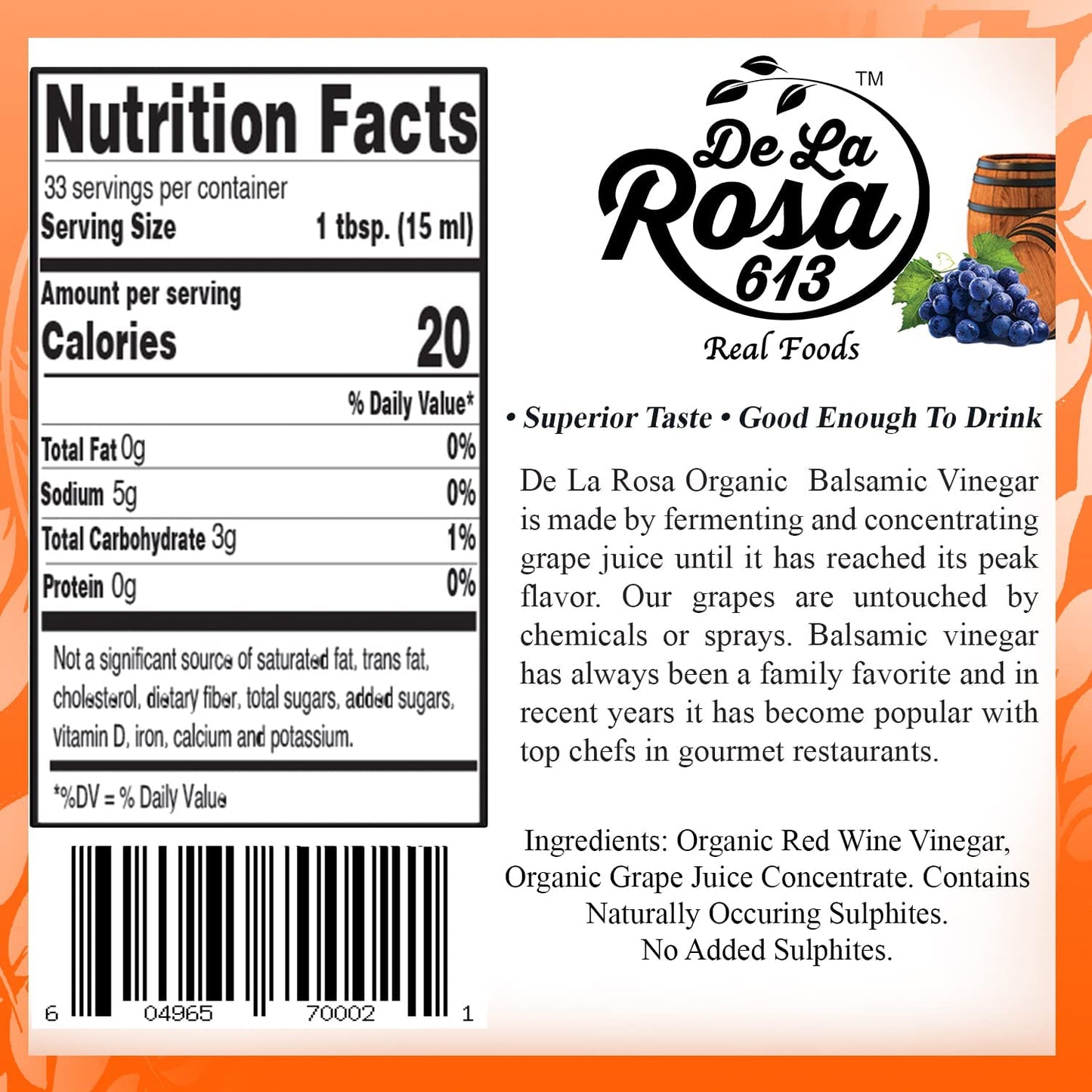 De La Rosa Extra Virgin Olive Oil, Balsamic & White Balsamic Vinegar, 100% Pure, Raw & Unfiltered, Vegan, Kosher & Gluten Free,