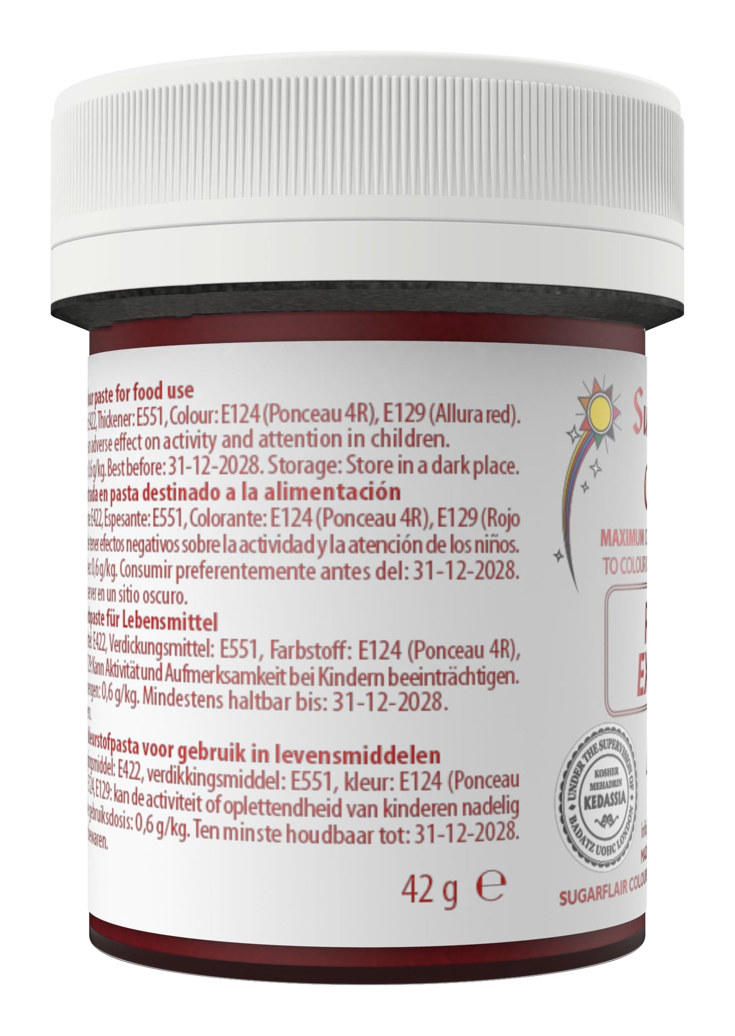 Sugarflair Maximum Concentrated Paste Edible Food Colouring 42g - Red Extra