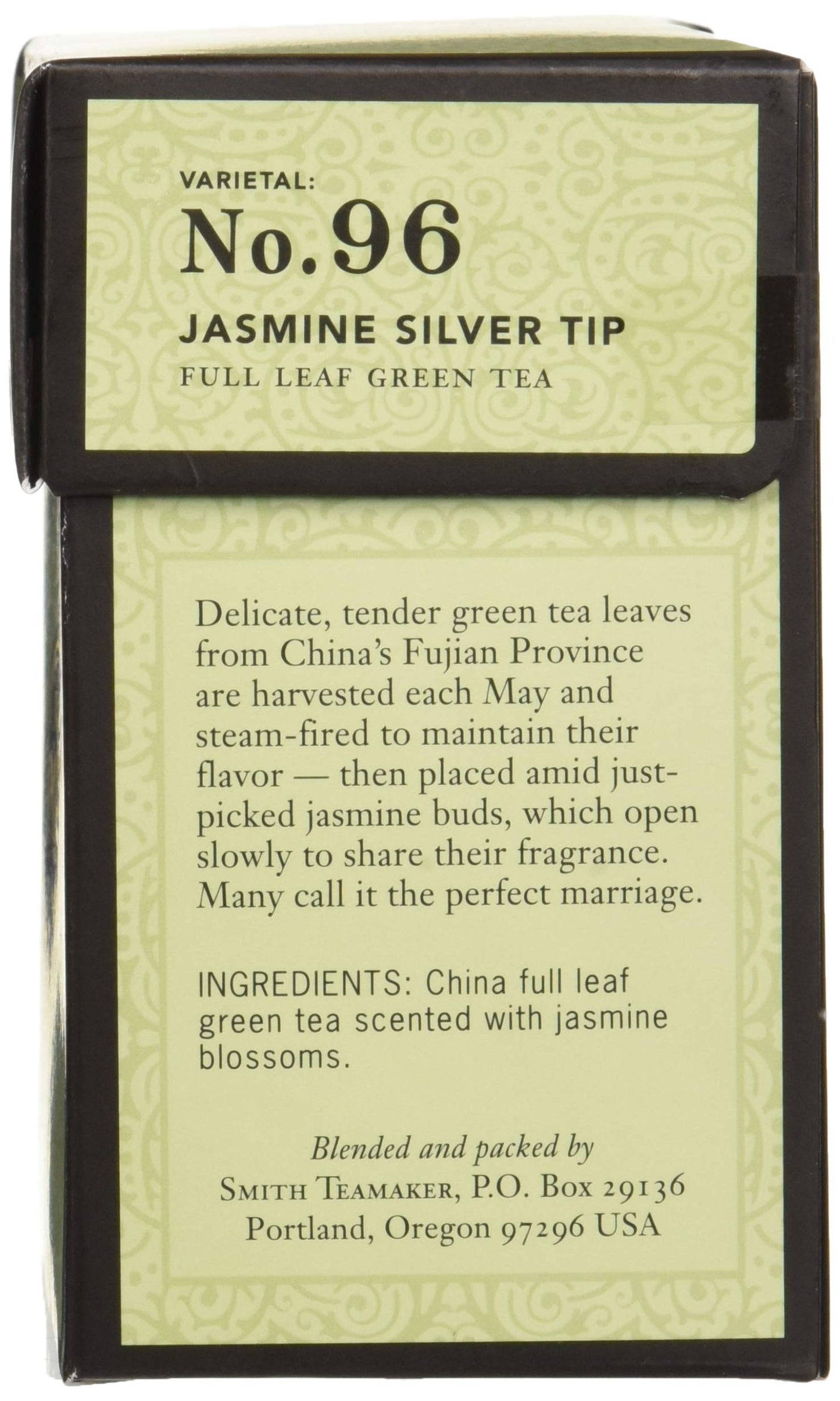 Smith Teamaker Jasmine Silver Tip Green Tea (Pack Of 6 - 15 Bag Each)