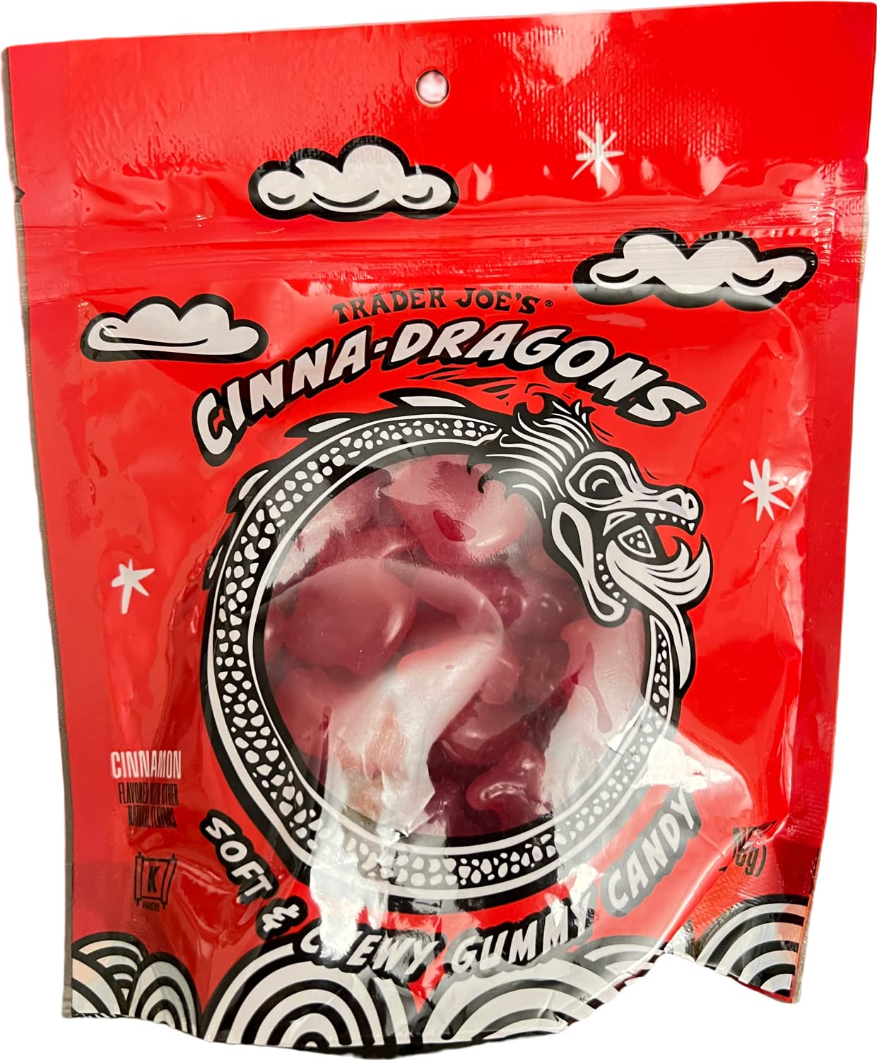 Trader Joe'S Cinna-Dragons Cinnamon Flavored Hot Spicy Soft & Chewy Gummy Candy (Pack Of 3)