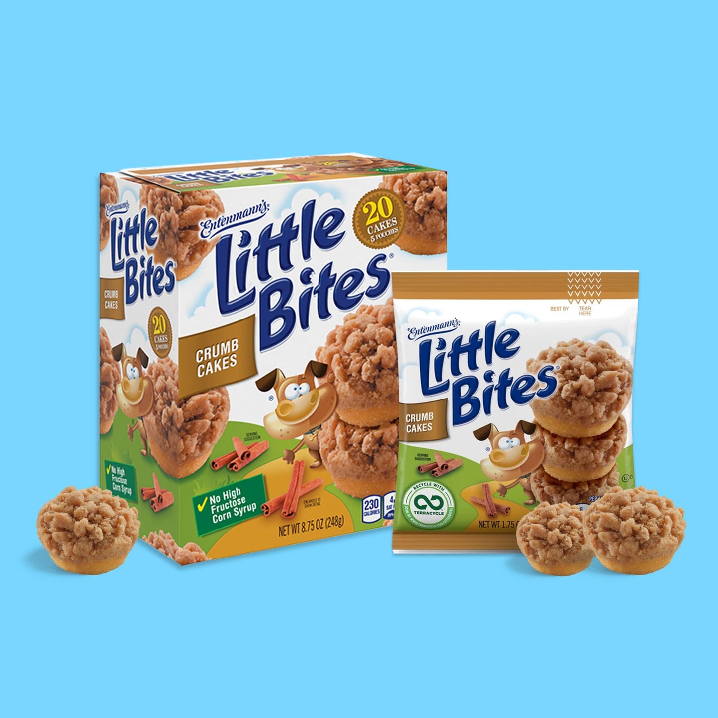 Little Bites Crumb Cake Muffins, 5 Individual Packs, (4 Ct Each), Cinnamon & Brown Sugar Mini Muffins, 8.75 Oz Multipack