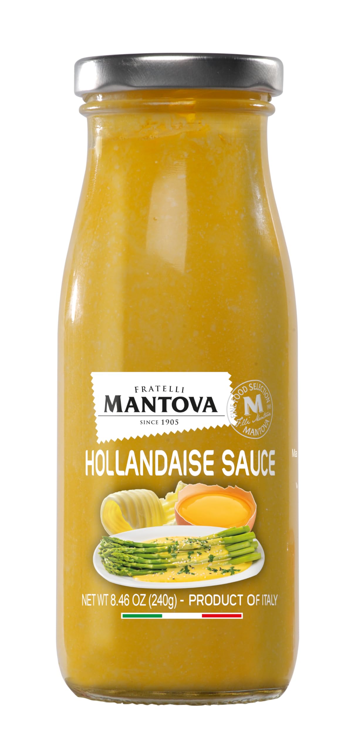 Mantova Hollandaise Sauce, 8.5oz, Rich & Creamy, Perfect For Eggs Benedict, Vegetables, Meats (Pack of 1)