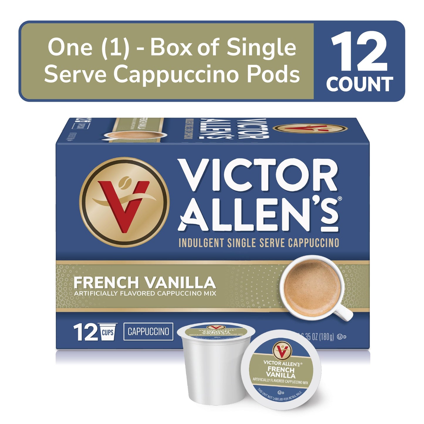 Victor Allens Coffee French Vanilla Cappuccino Mix, 12 Count for Keurig K-Cup malt-inspired, Brown