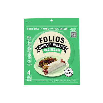 Folios 100% All Natural Cheese Wraps | Parmesan, Cheddar and Jarlsberg Flavor | Gluten Free, Grain Free and Naturally Lactose Fr