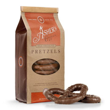Ashers Chocolates Chocolate Covered Pretzels, Gourmet Sweet & Salty Candy, 6.5oz, Milk Chocolate