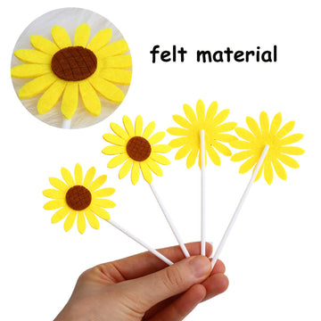 Diyasy Sunflower Cupcake Toppers,30 Pcs Sunflower Cake Topper Kit For Sunflower Birthday Party Decorations Supplies