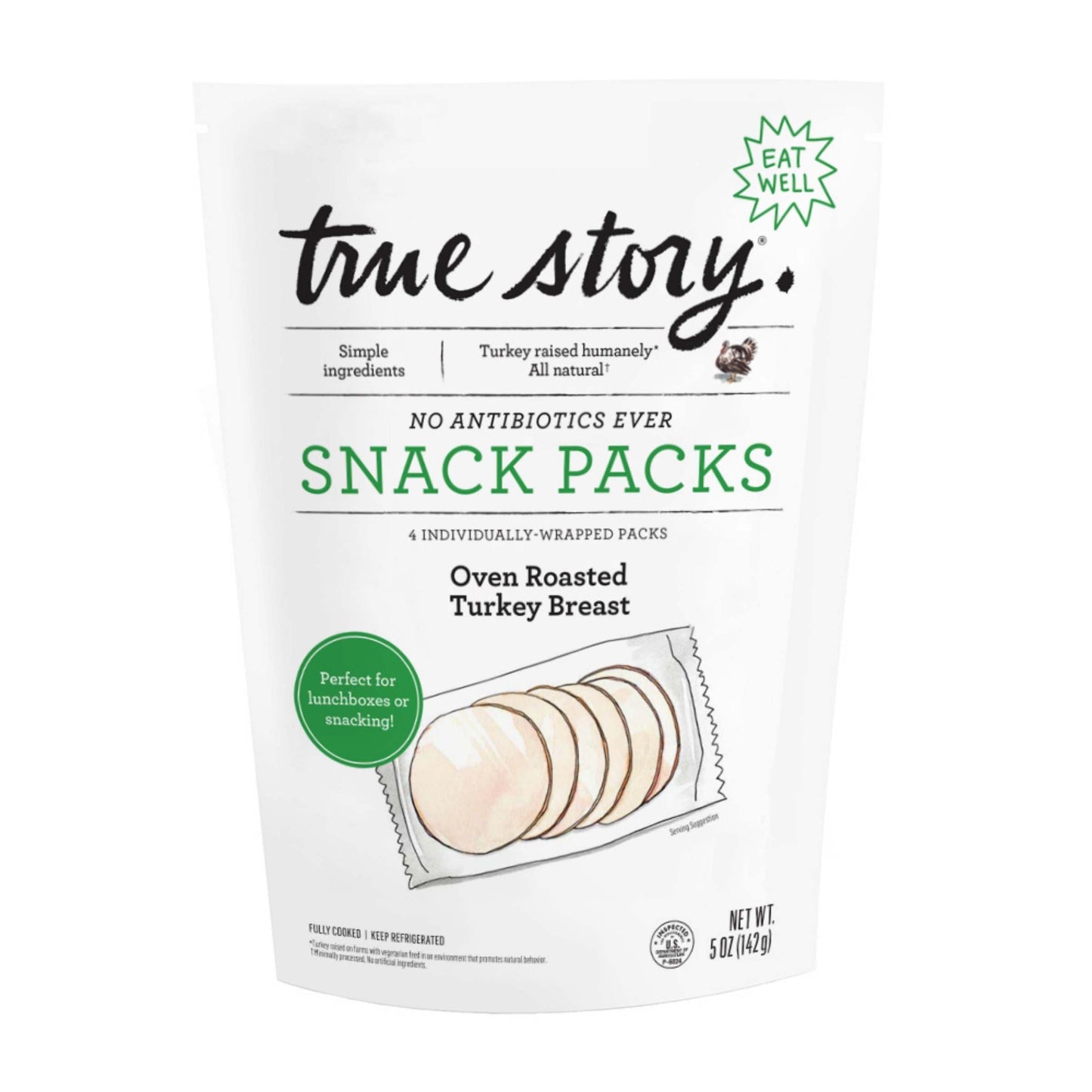 True Story Foods Oven Roasted Turkey Breast Snack Packs, 5 Oz
