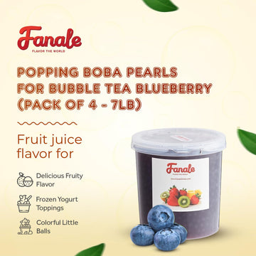 Fanale Blueberry Popping Boba Pearls, Vegan, Non Gmo, Gluten Free, Fat Free, Perfect For Bubble Tea, Smoothies, Ice Cream, Desse