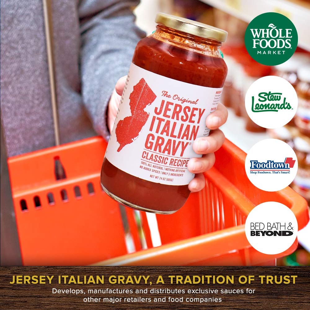 Jersey Italian Gravy-24 Oz Jar-Gourmet, All Natural All Purpose Tomato Sauce For Pasta And More, No Artificial Ingredients- Vegan Friendly-Authentic Recipe For Pasta, (Classic, 12 Pack)