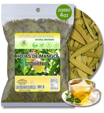 Mango Dried Leaf Tea (Hojas de Mango secas) - Jumbo 4 oz Loose Leaf Herbal Tea - 100% Natural  Vegan  Non-GMO  Caffeine-Free - Traditional Herbal Infusion for Wellness & Relaxation - by BexpertsUSA