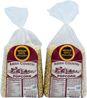 Amish Country Popcorn | 2-2 Lb Bags - Medium White Kernels | Old Fashioned, Non-Gmo And Gluten Free (2-2Lb Bags)