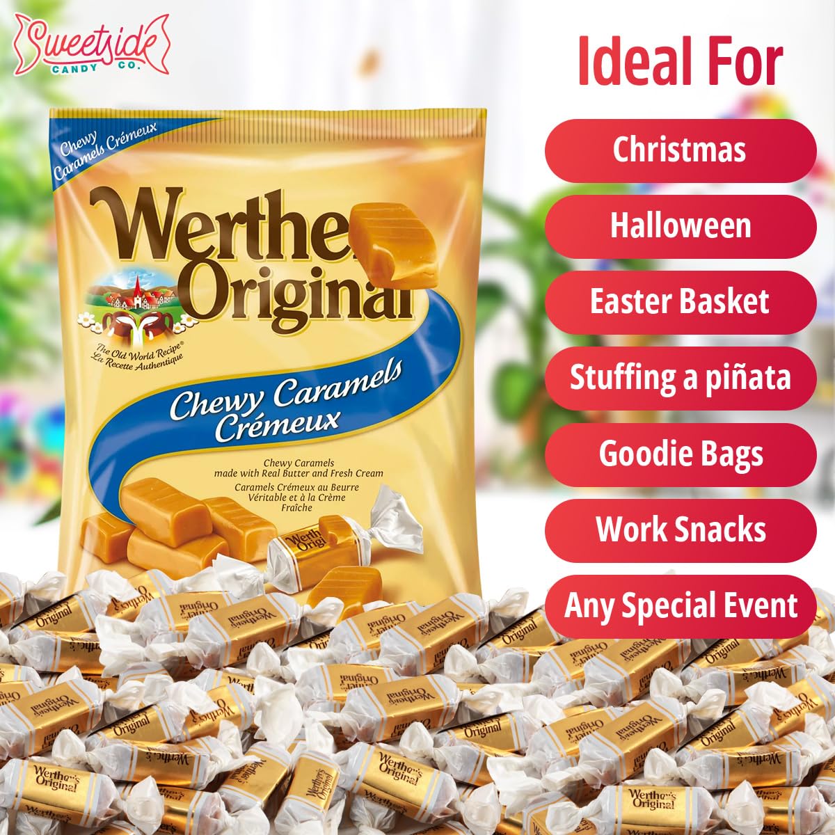 Chewy Original Candy  4 Pack Each 4.5oz of WerthrsCaramel Candy Individually Wrapped  Sweet Soft Caramels Thats Perfect for Family Gatherings and Everyday   Creamy Carmels Candies Soft Enough for All Ages