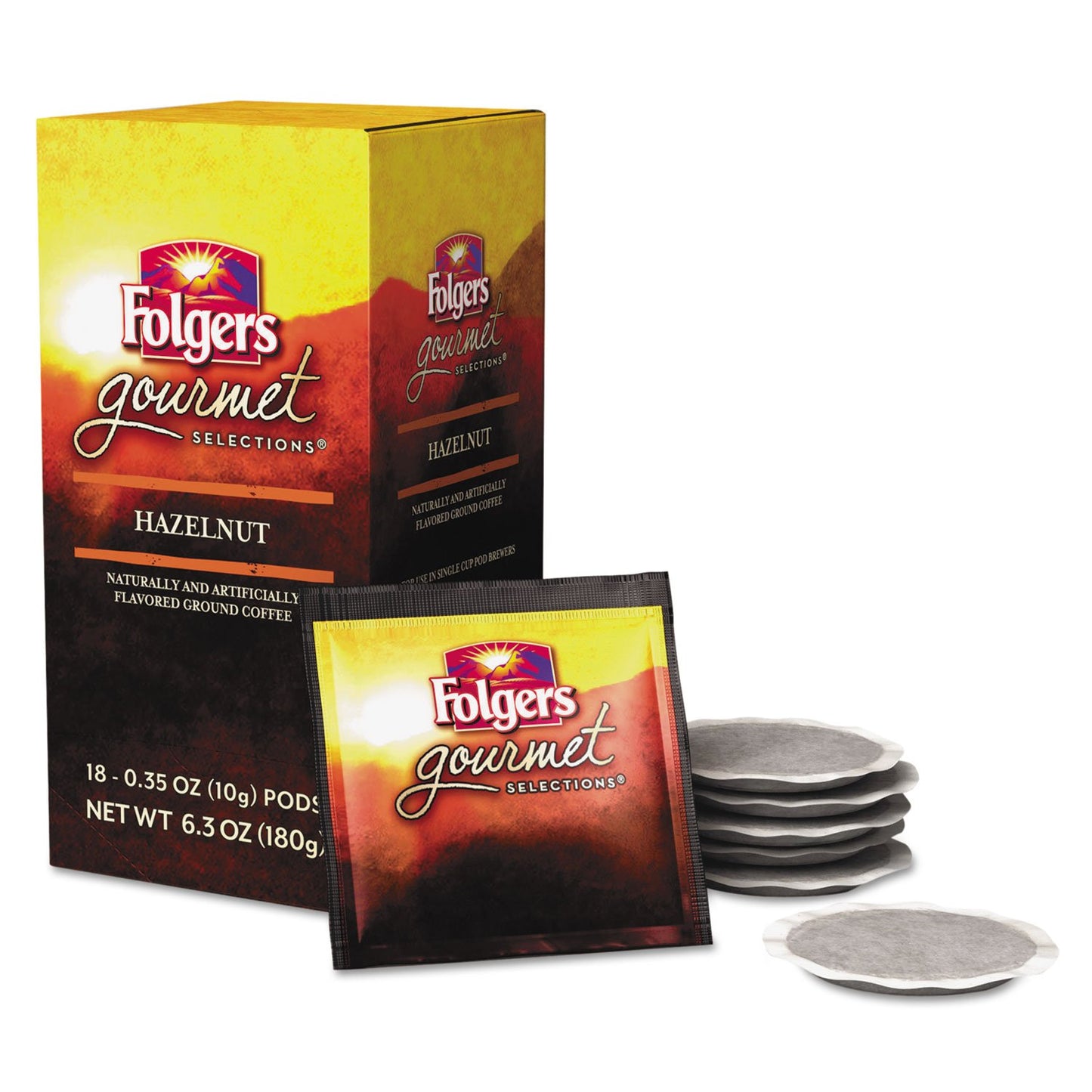 Folgers 63103 Gourmet Selections Coffee Pods, Hazelnut, 18/Box