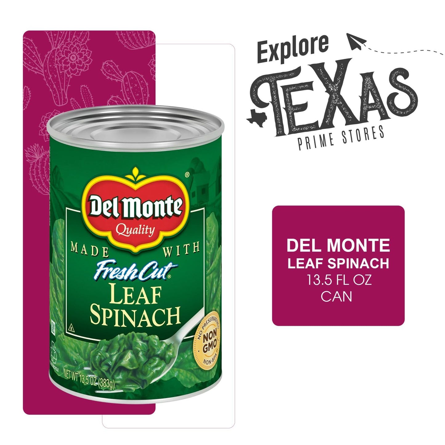 Del Monte Leaf Spinach Canned Vegetables Bundle - 12-Pack, 14.5 oz Can, Includes 1 Utility Prop