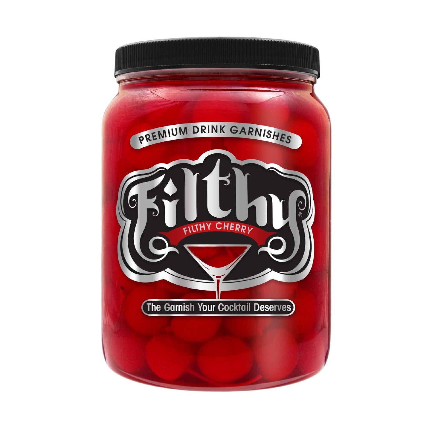 Filthy Food Red Maraschino Cherry - Premium Cocktail Garnish - 64oz, Non-GMO, Gluten Free