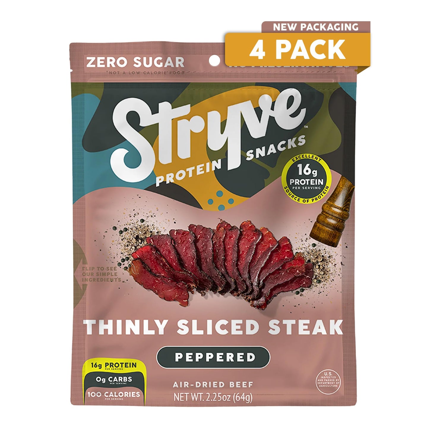 Stryve - Better Than Jerky Steak Snacks Protein Rich, Beef Biltong | 36g Protein, Sugar Free, Carbs Free, Gluten Free, Dairy Fre