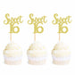 Ercadio 24 Pack Sweet 16 Cupcake Toppers Gold Glitter Age Sixteen Cupcake Picks Anniversary 16Th Kids Birthday Party Cake Decors