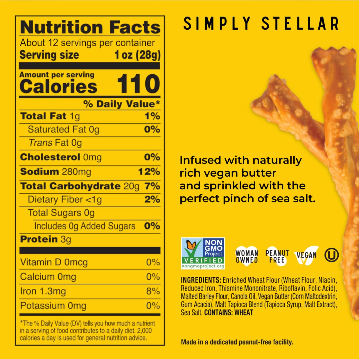 STELLAR SNACKS Pretzel Braids, Vegan & Kosher, Non-GMO, 12 OZ Large Bag