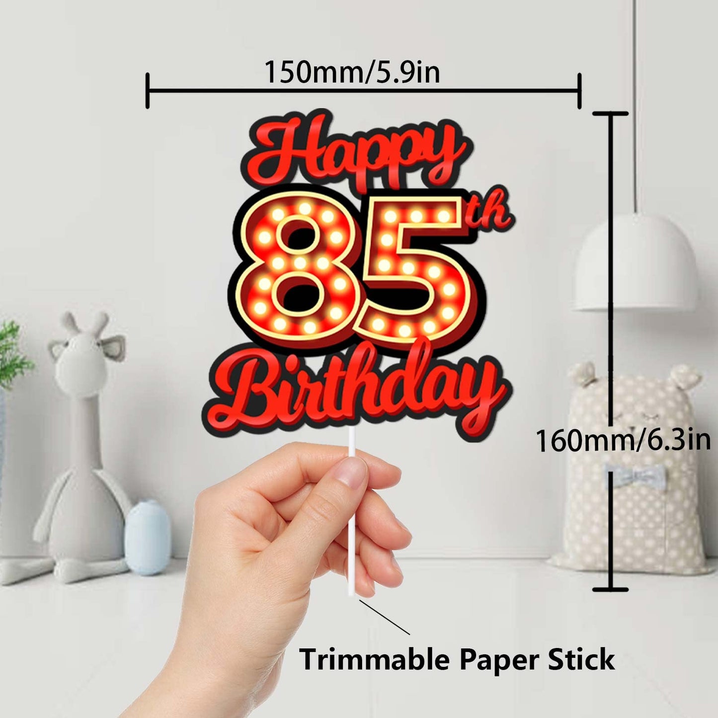 Happy 85Th Birthday Cake Topper Fluorescent Flashing Night Out Hen Movie Nightclub Theme Decor Supplies Woman Man Happy Birthday