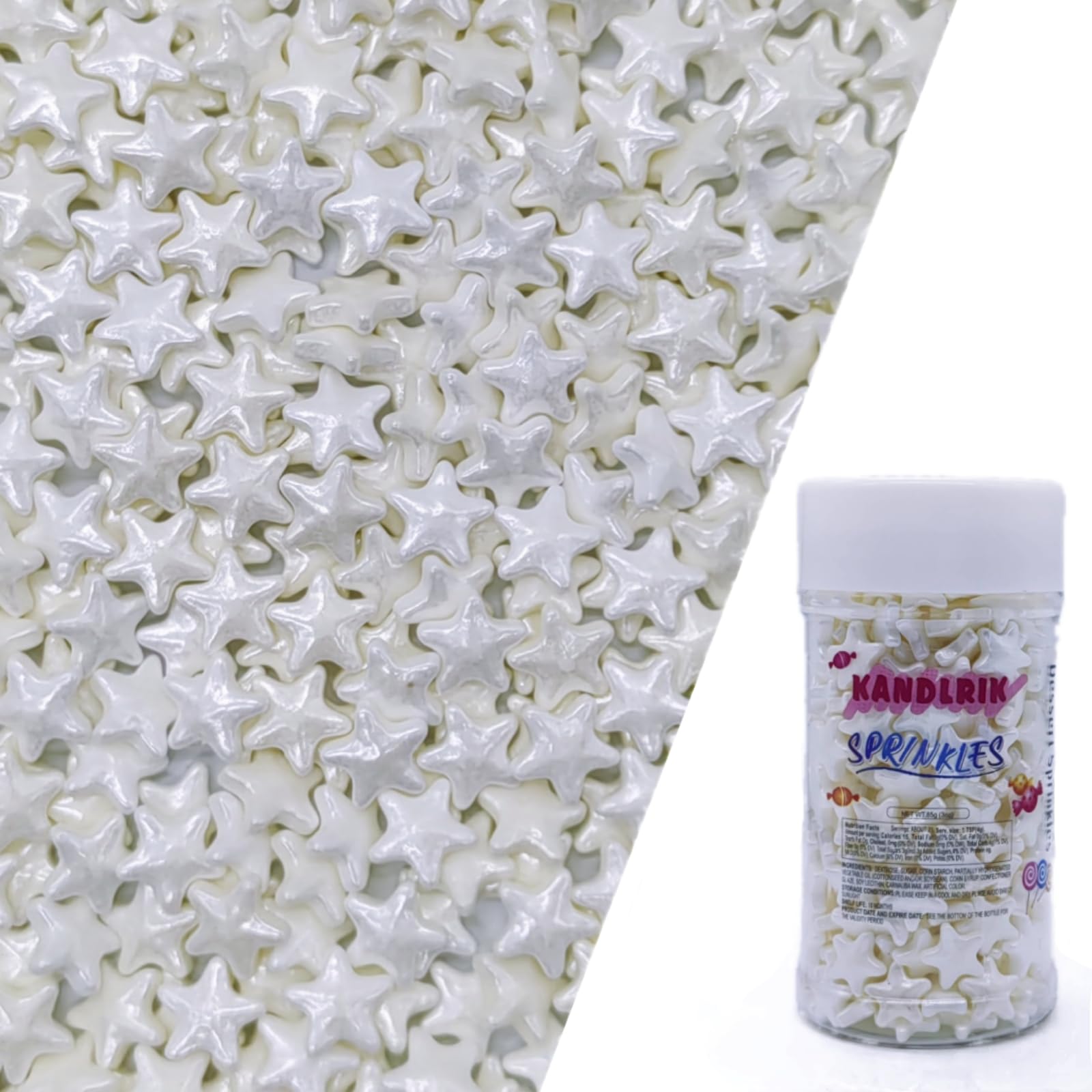 10mm White Sprinkles Edible Stars Cake Decorating Stars Cake Decorations Cupcake Toppers Cookie Decorating Perfect for Cakes,Cup