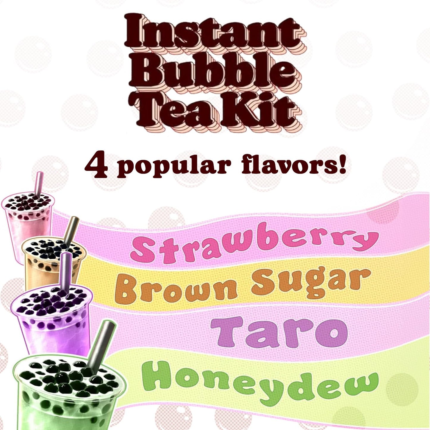 Pocas Bubble Tea Kit, Strawberry 2-Pack - Instant Milk Tea Powder with Authentic Tapioca Pearls for Instant Bubble Tea, 10 Kits