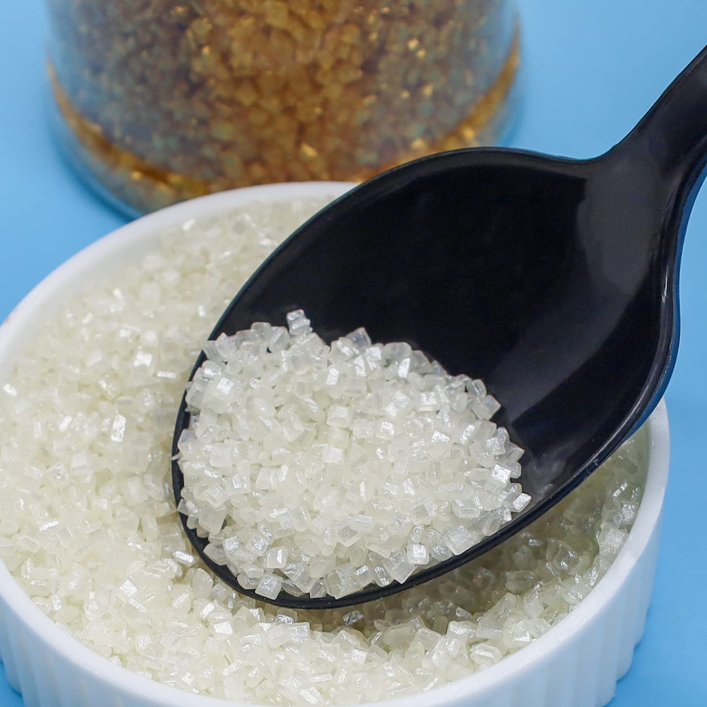 Lebery Sanding Sugar White Edible Sugar Sprinkles Sanding Sugar For Cake Decorating, Edible Crystal Candy White Pearl Sugar For