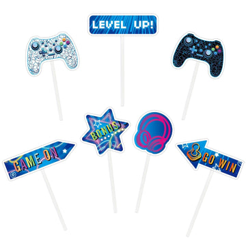 Wernnsai Video Game Cupcake Toppers - 35 Pcs Gamer Party Cupcake Cake Toppers For Boys Kids Game Themed Birthday Party Decoratio