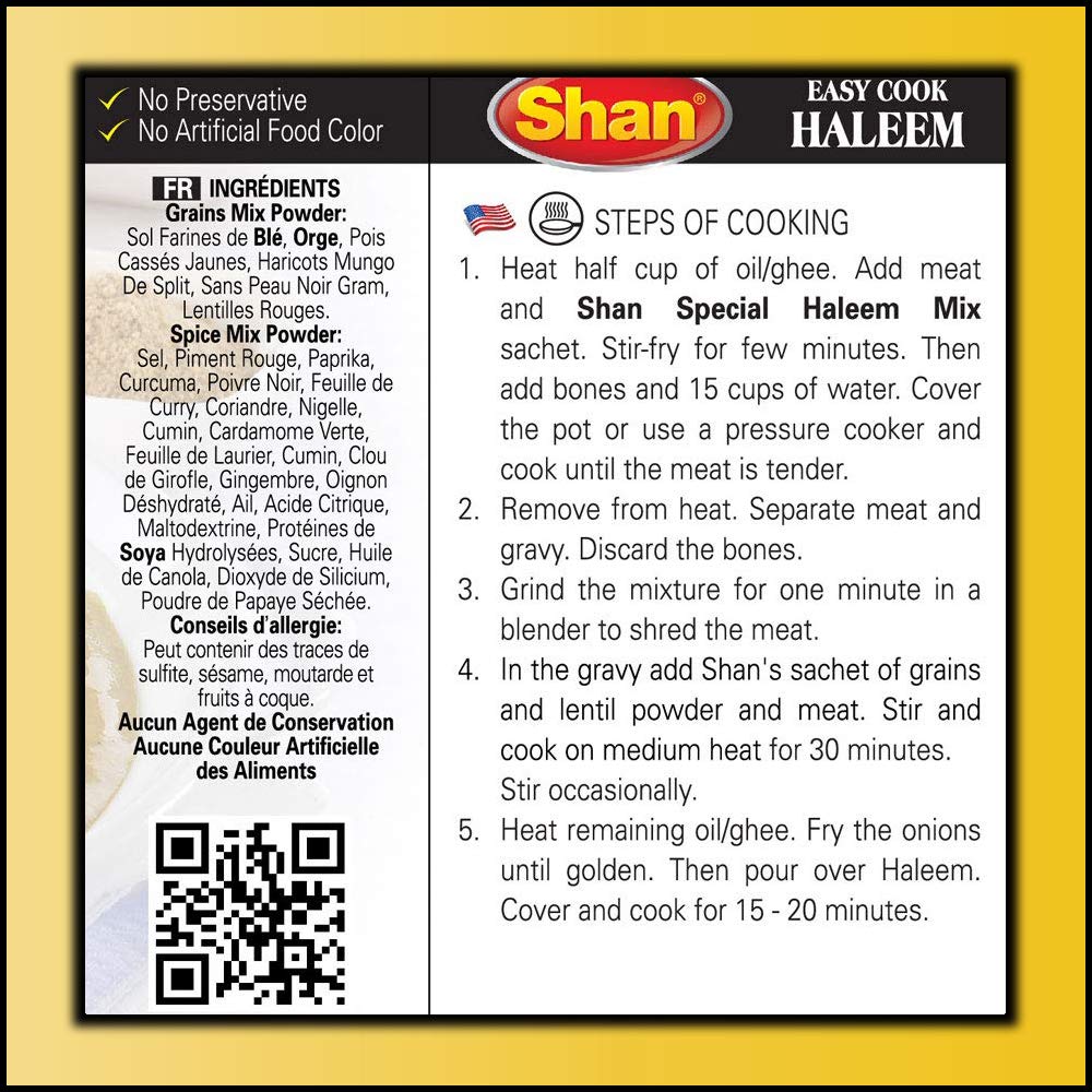 Shan Easy Cook Haleem Recipe Mix - 10.5 Oz (300G) Spice Powder For Traditional Meat & Lentil Curry, Perfect For Halal Meat, Vega