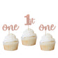 Rsstarxi Cupcake Toppers 24 Pack Glitter 1st Birthday Picks Paper Rose Gold Model XM060