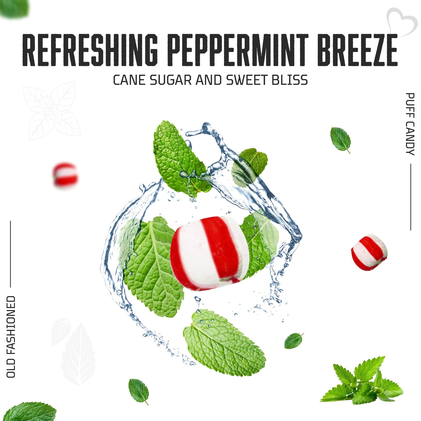 Stewart Old Fashioned Peppermint Flavored Candy Puff Balls - Fat-Free, Gluten-Free - 96oz Tub - Multi Color