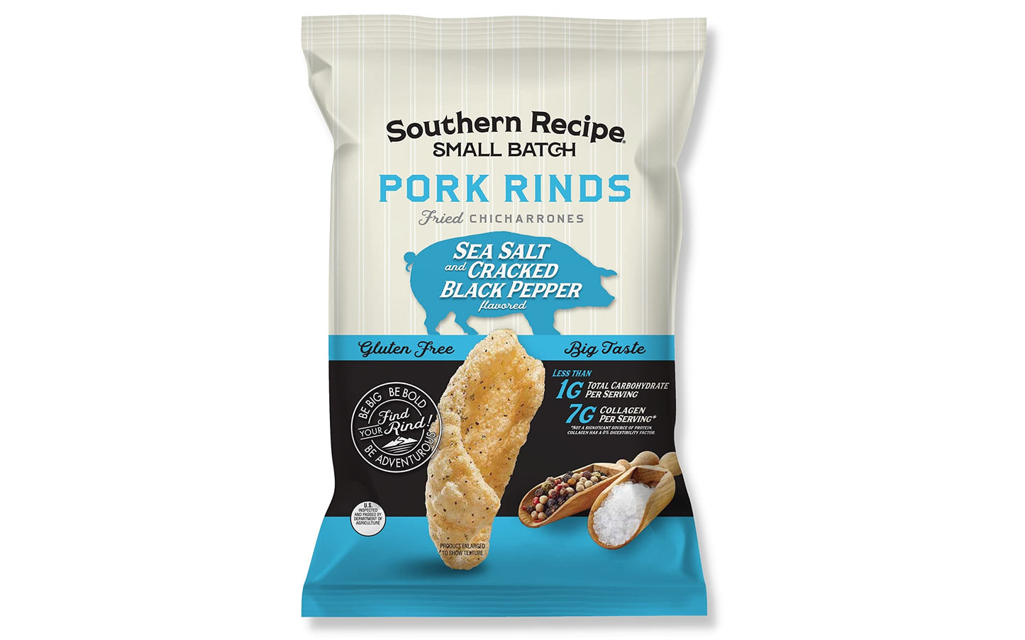 Southern Recipe Small Batch Pork Rinds | Sea Salt & Cracked Black Pepper Chicharrones | Keto Friendly, Gluten Free, Low Carb Foo