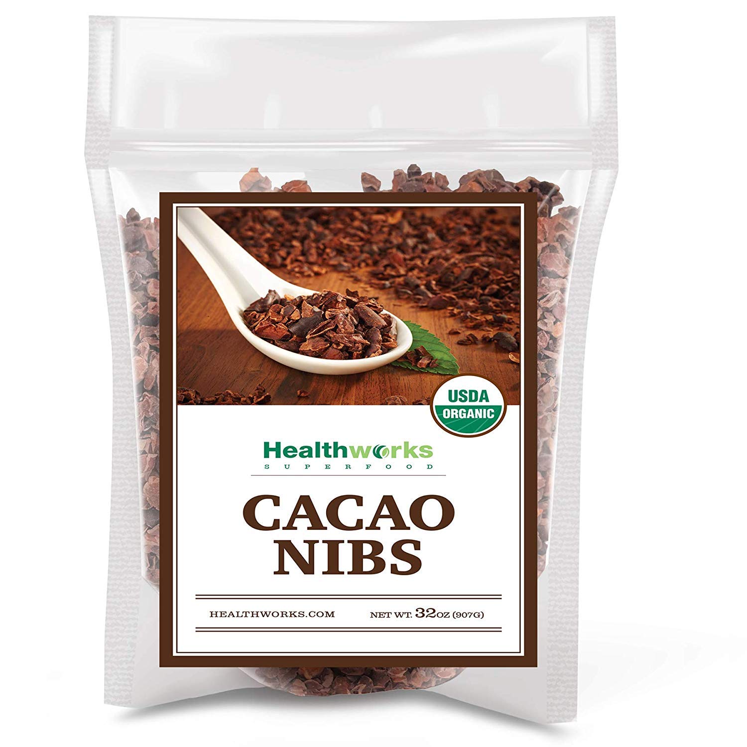 Healthworks Superfoods Cacao Nibs Organic - 32 Oz / 2 Lbs - Criollo Bean - Raw Unsweetened Chocolate Substitute - Certified Organic - Keto  Vegan & Non-Gmo - Antioxidant