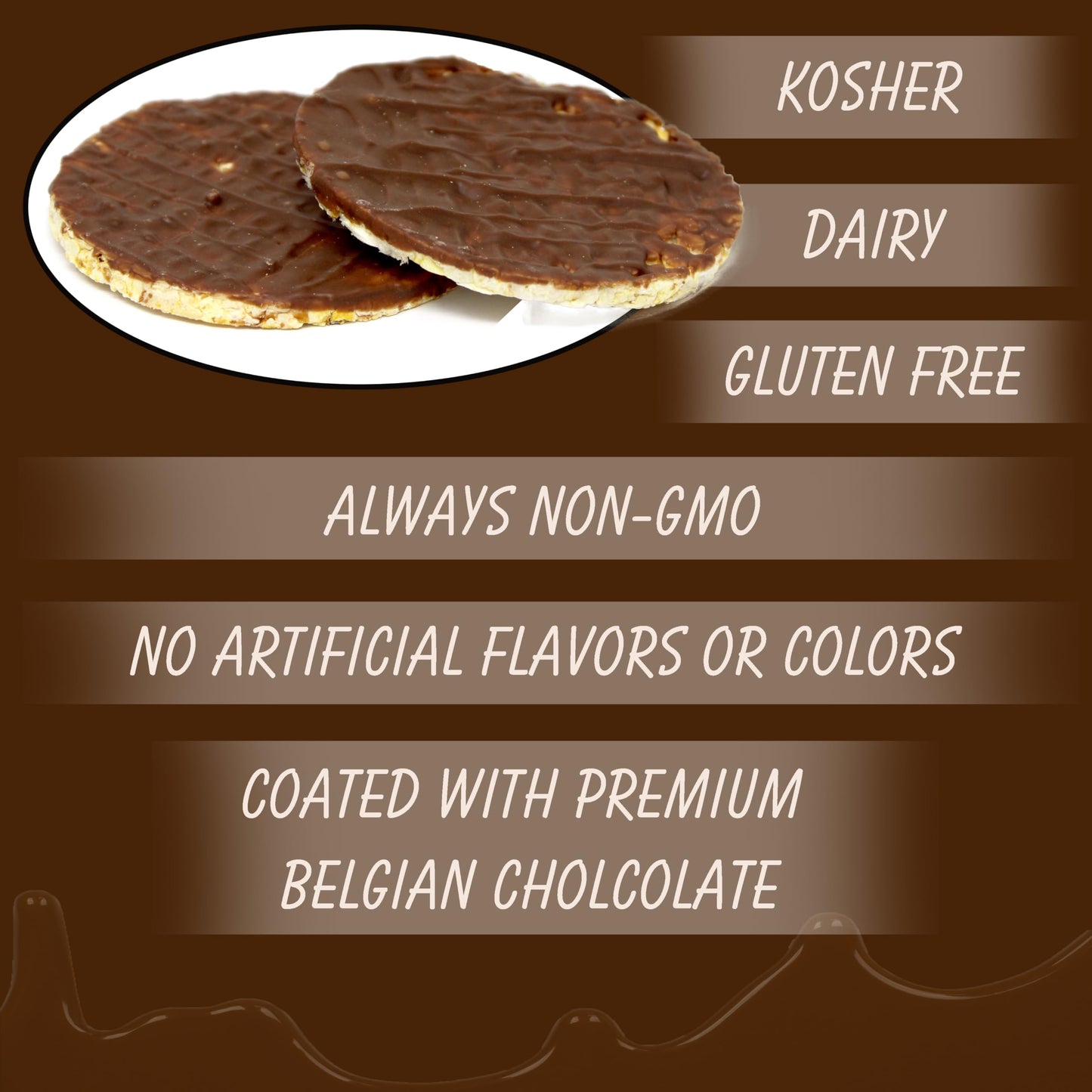 SNACKTERY Milk Chocolate Corn Cakes - Gluten Free, Low Calorie, Kosher, 18 Oz (3 Pack) - Delicious Dairy Belgian Coated Snacks