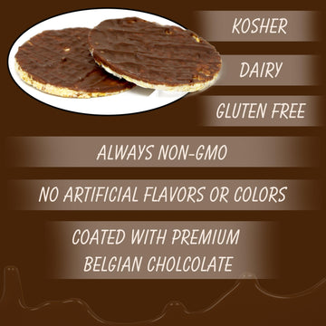 SNACKTERY Milk Chocolate Corn Cakes - Gluten Free, Low Calorie, Kosher, 18 Oz (3 Pack) - Delicious Dairy Belgian Coated Snacks