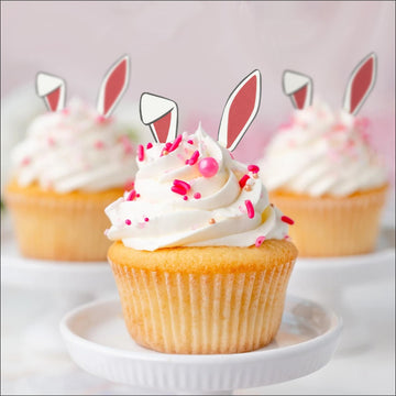 Sugar Robot Edible Bunny Ears for Cupcakes - Bunny Ears Cake Topper - Easter Cupcake Toppers - Decoration Made in the USA - Prem