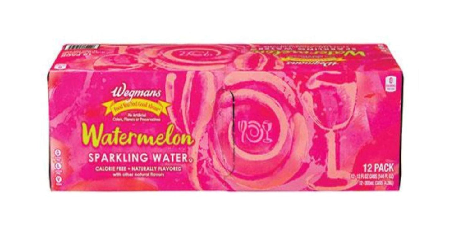 Wegmans Sparkling Water, Flavored Seltzer, 0 Sugar, 0 Calorie, 12 Fl Oz Cans, Watermelon, 12 Pack